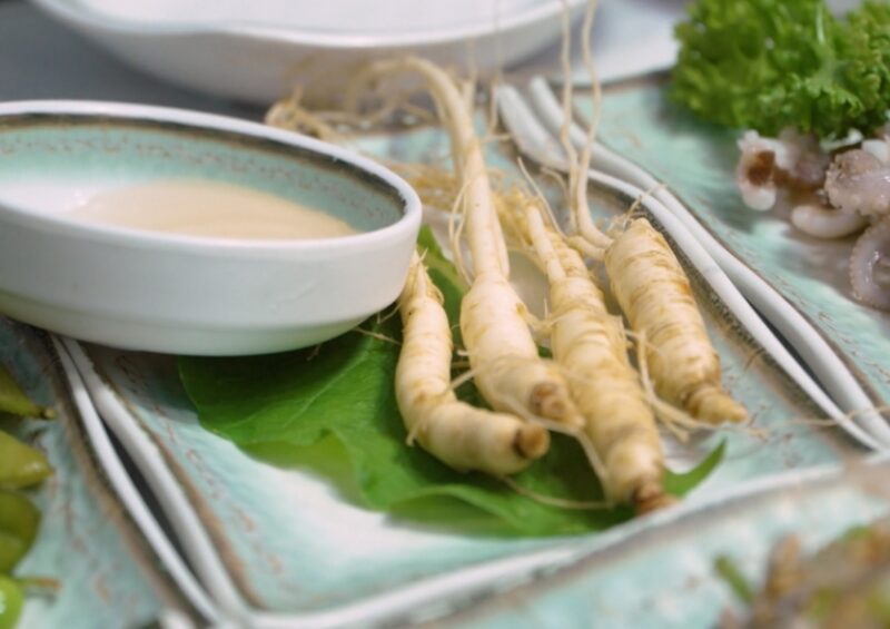 Ginseng in a dish